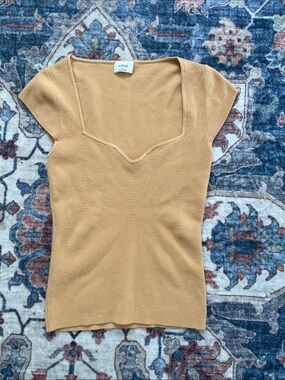 Wilfred Mustard Square Scoop Ribbed Knit Top